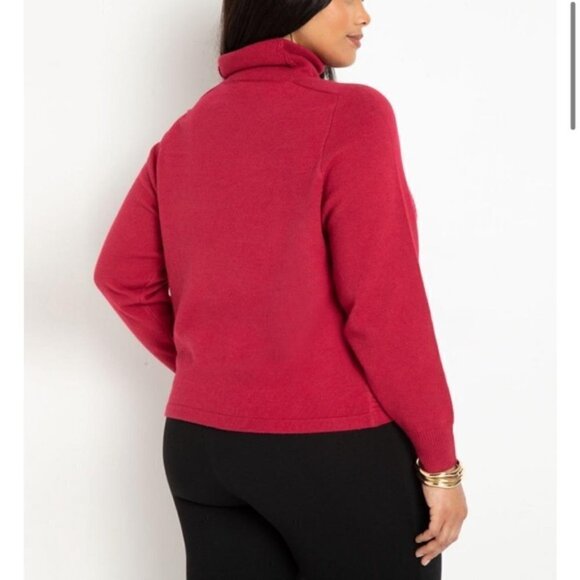 Eloquii Magenta Striped Knit Turtleneck Sweater Size 14/16 - Picture 3 of 7